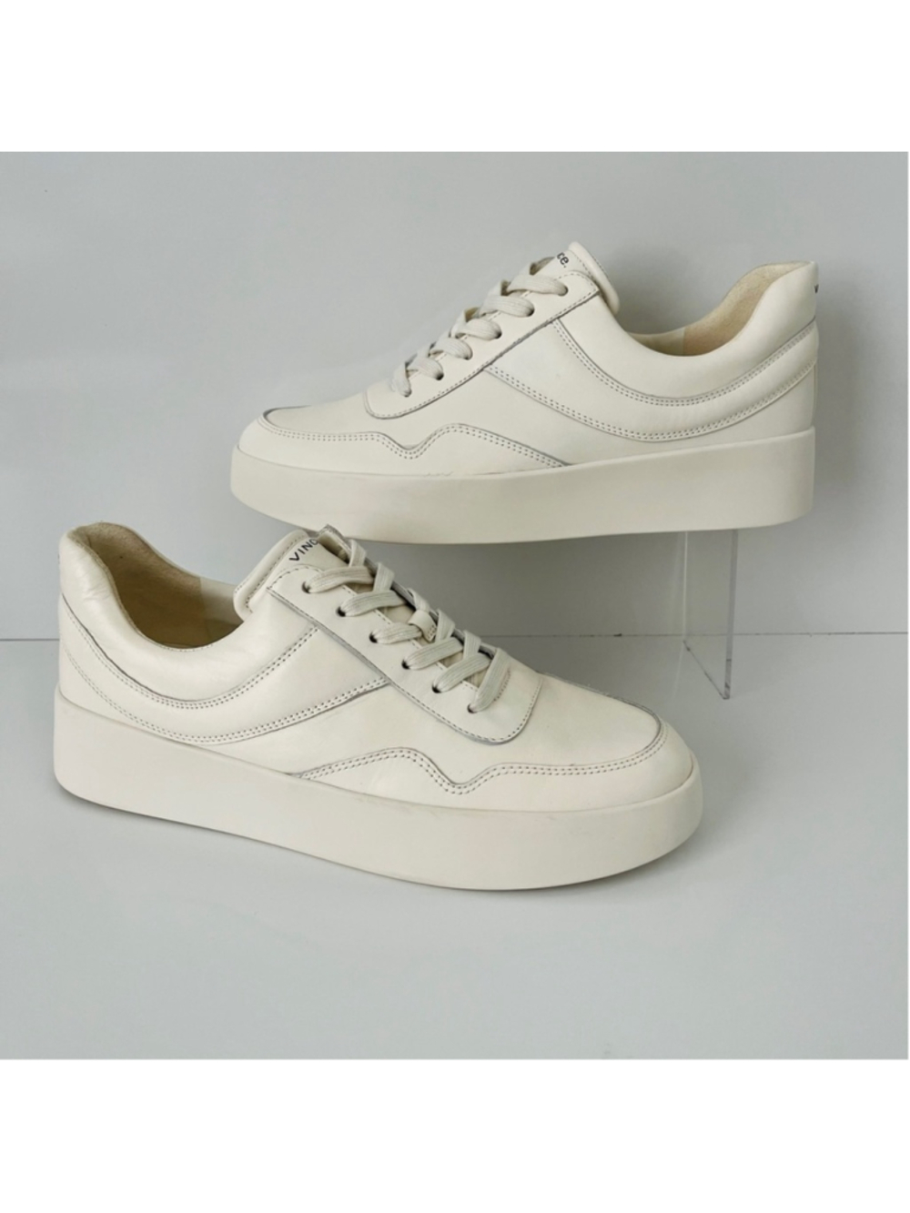 Vince Warren Court Platform Lace Up Sneakers Milk White Leather Womens 10 - Picture 6 of 16